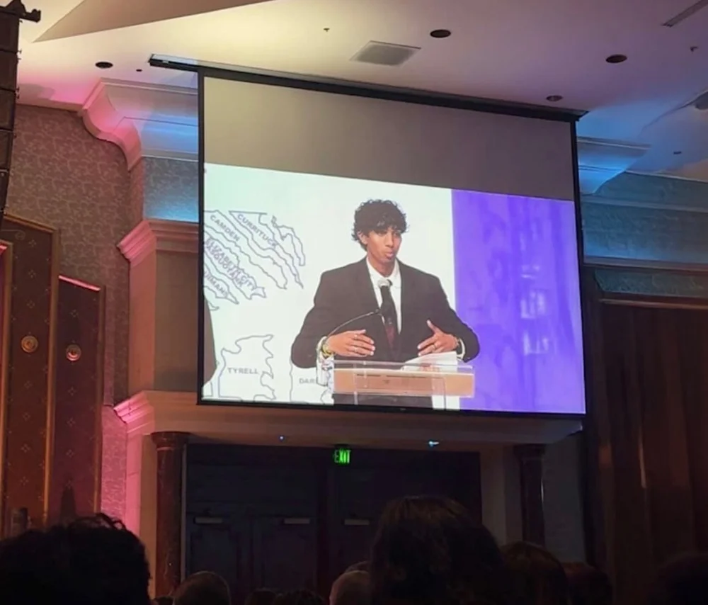 Delivering keynote presentation